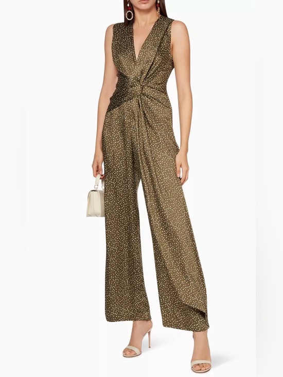 Acler Pants - ACLER Designer Low Cut Bust Green White  Doheny Dot Jumpsuit size 6